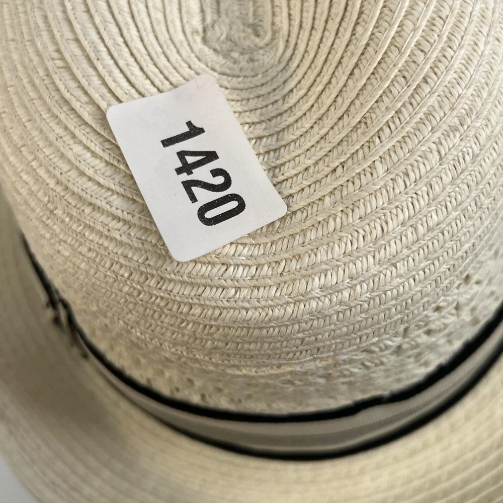 Scala Classico Hat Fedora Fitted Mens XLarge White Toyo Straw Summer Dressy - Picture 6 of 12